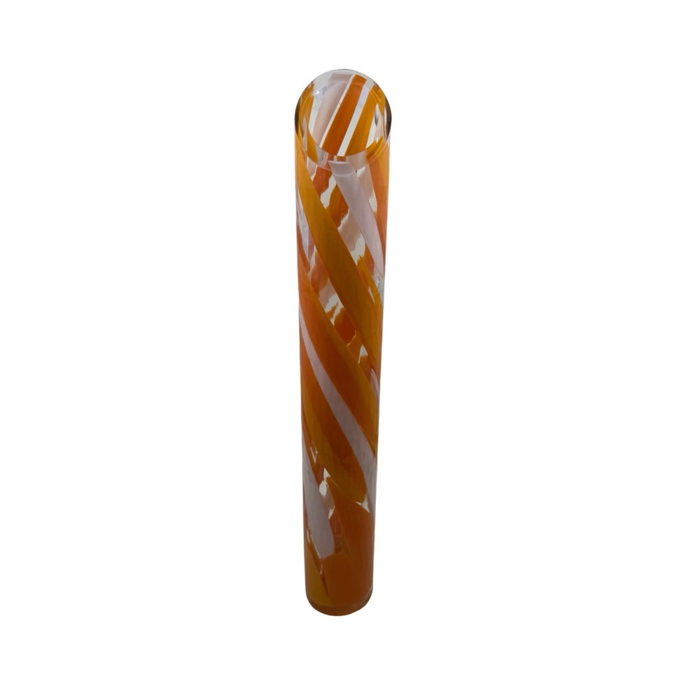 Vintage Mikasa Orange and White Swirl Glass Vase 13”